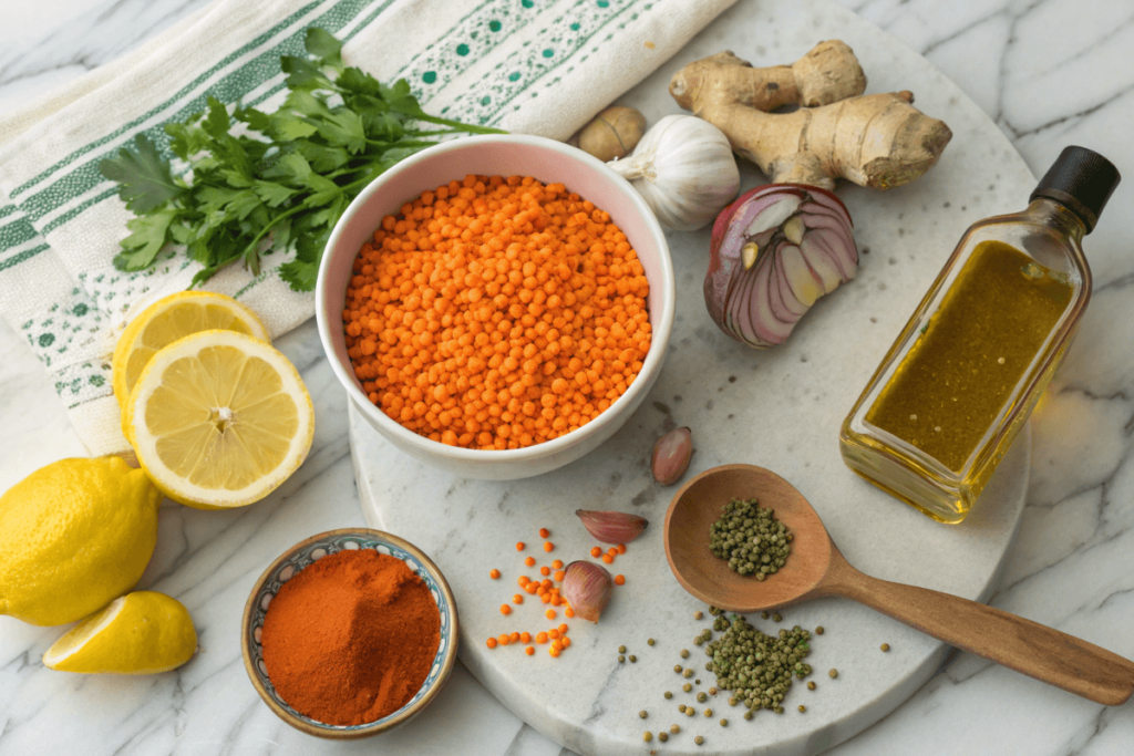  Ingredients for Vegan Lemon Lentil Soup with Turmeric