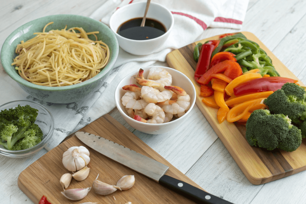  Ingredients for High-Protein Shrimp Stir Fry with Noodles