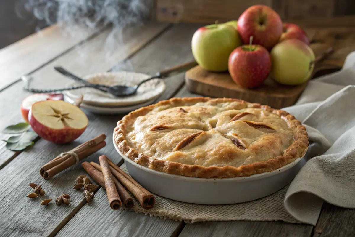 Freshly baked Classic Homemade Apple Pie with a golden crust.