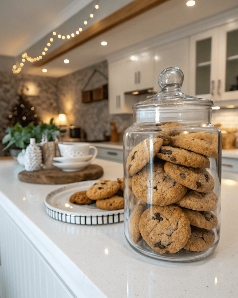 Keto cookies stored in a glass jar for freshness